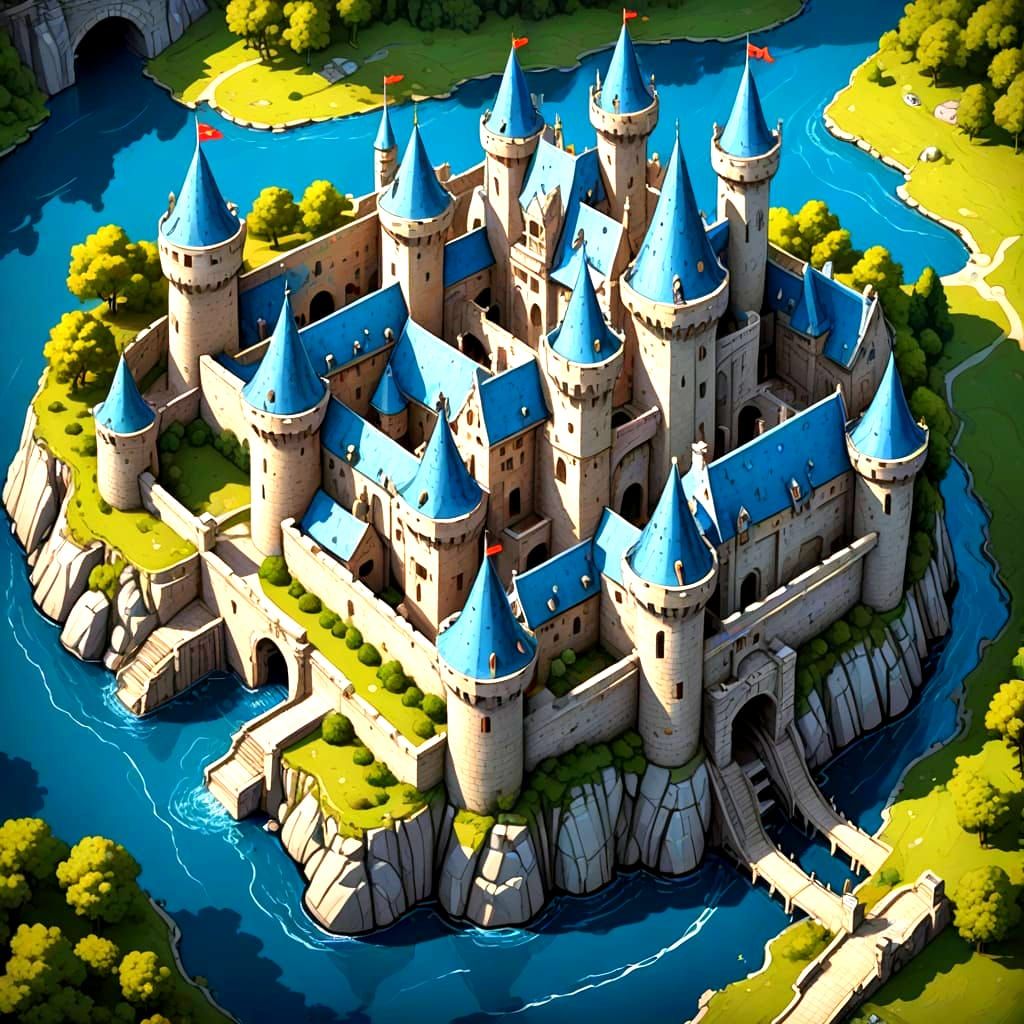 Medieval Castle Blueprint in Dungeons and Dragons Style