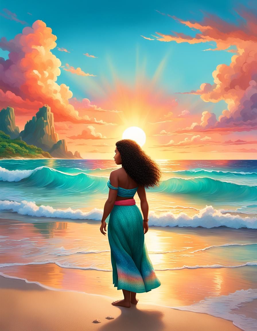 Moana on a beach