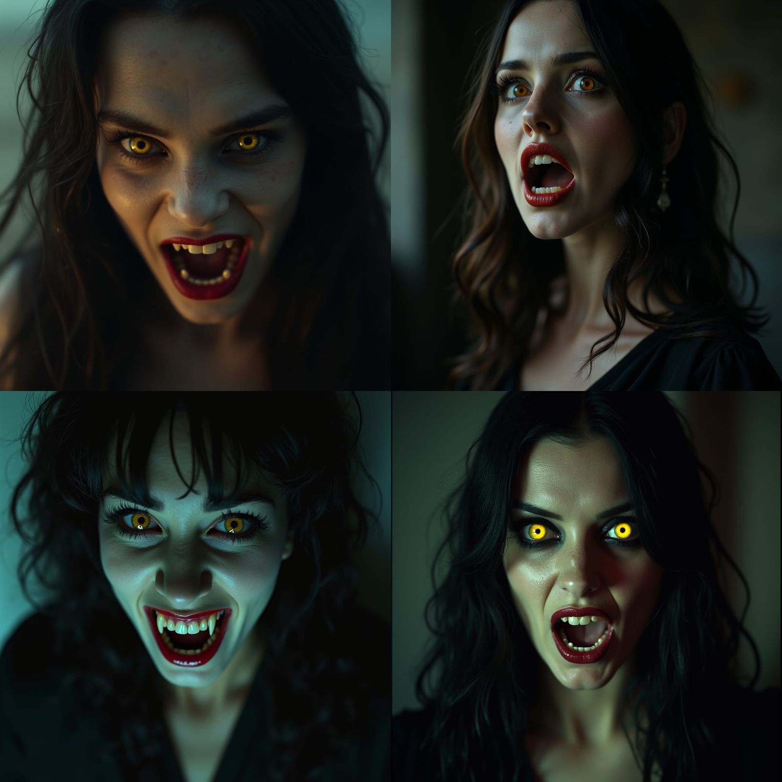 Dramatic Film Still of a Female Vampire