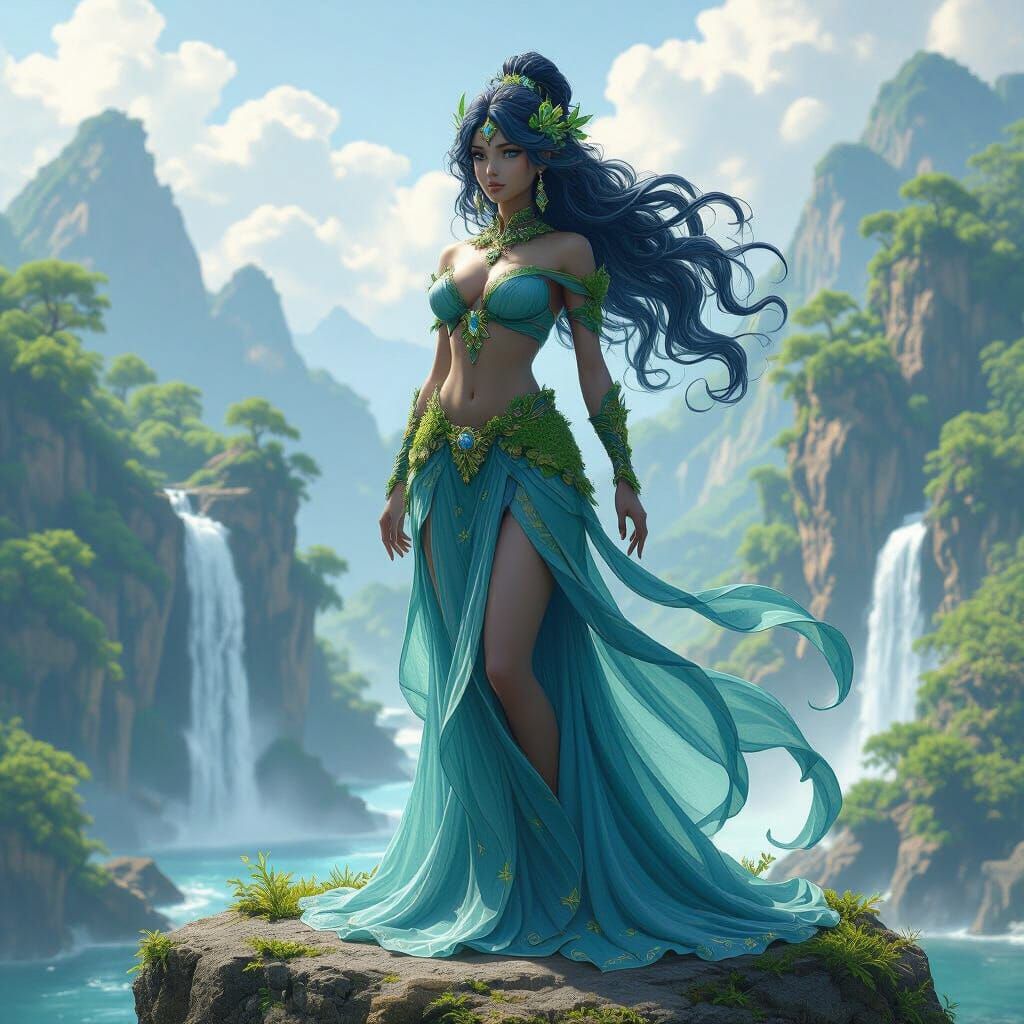 Earth Water Goddess in Ancient Forest