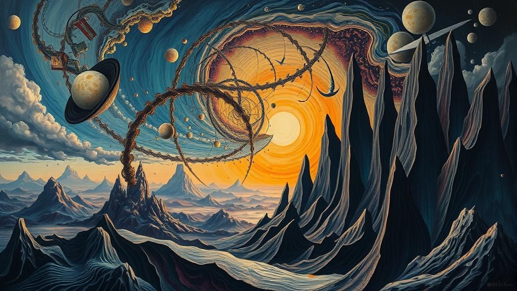Surreal Apocalyptic Landscape in Heavy Metal Art Style
