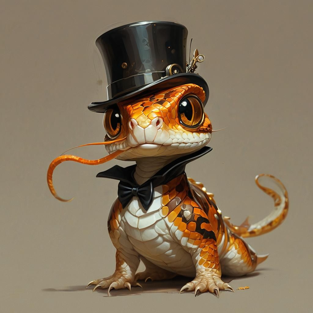 Steampunk Chibi Corn Snake Portrait