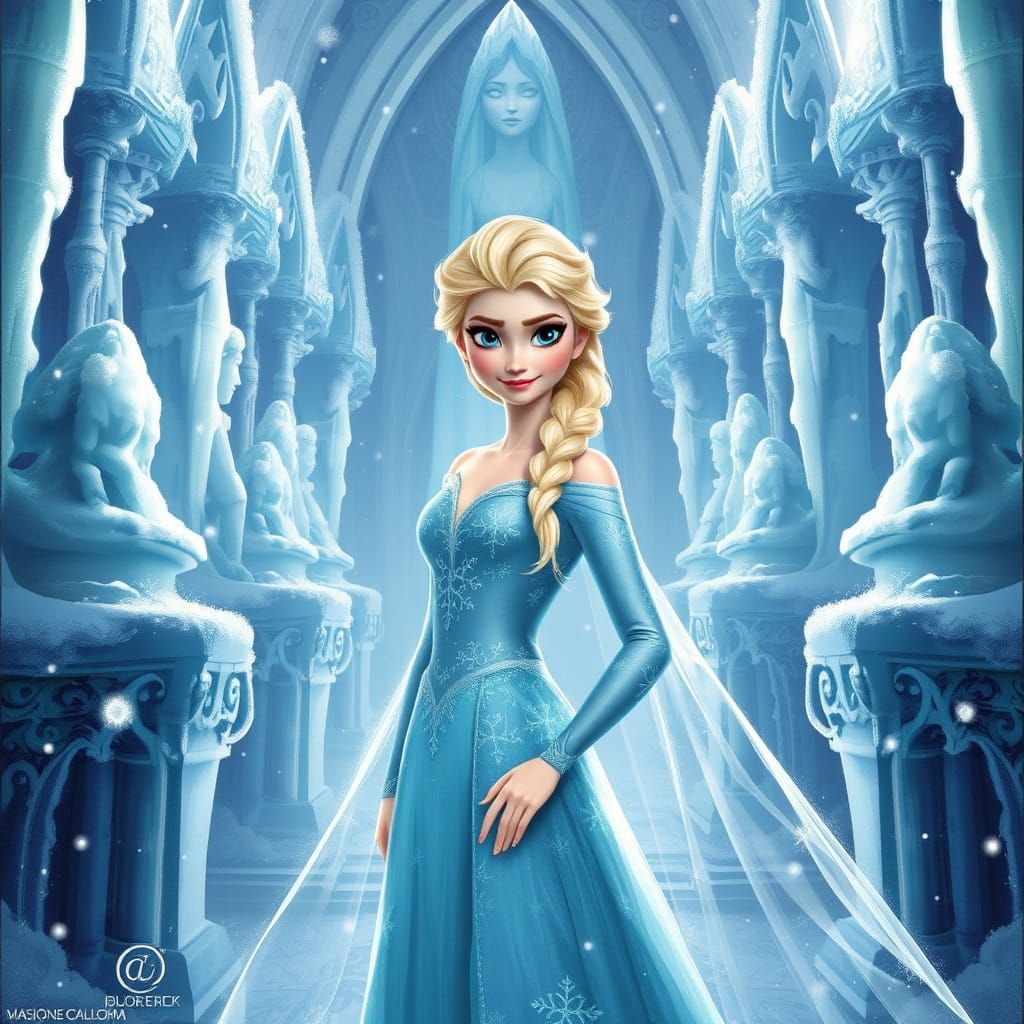 Elsa in Icy Palace: Renaissance Portrait