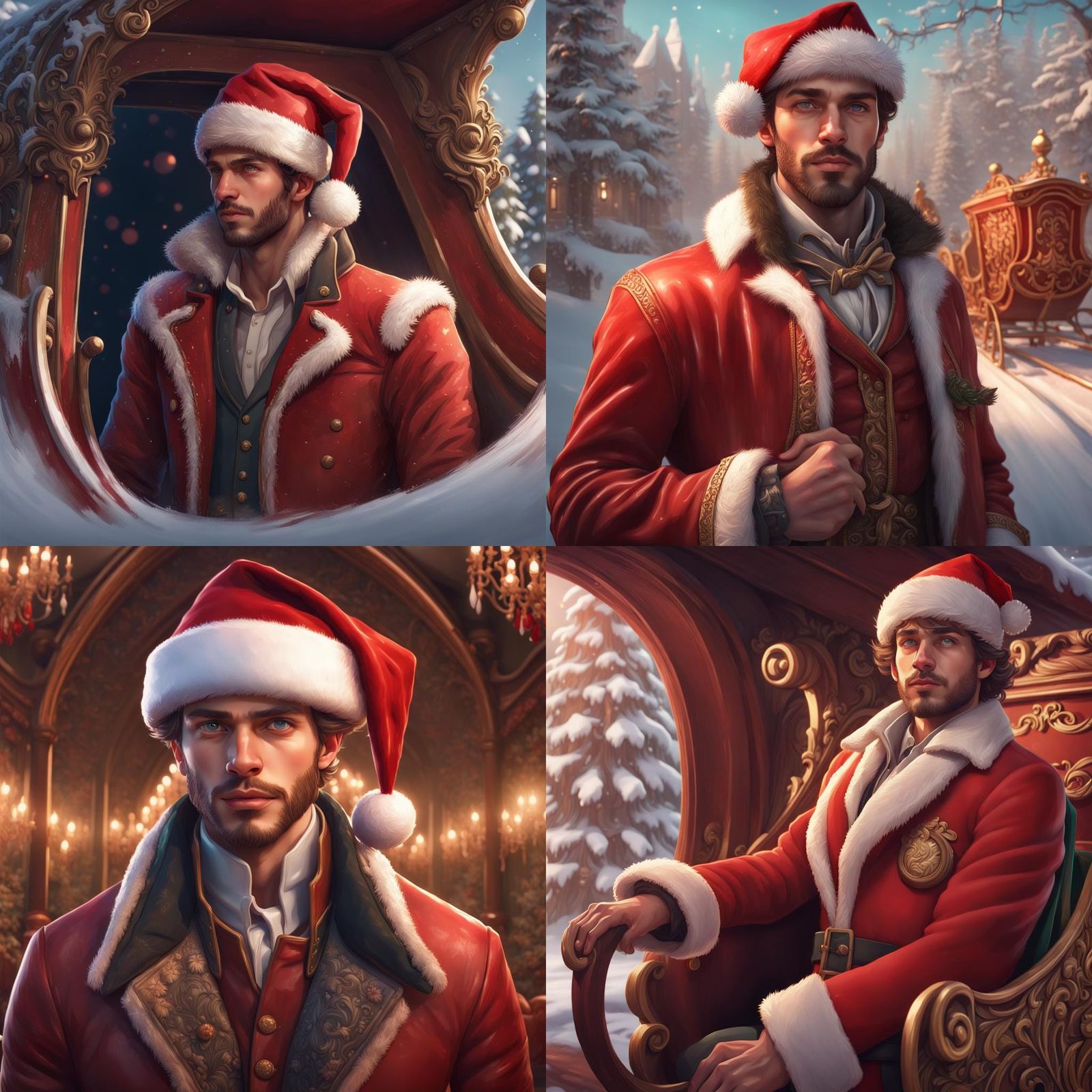 Young Man in Santa Jacket, Digital Art Portrait