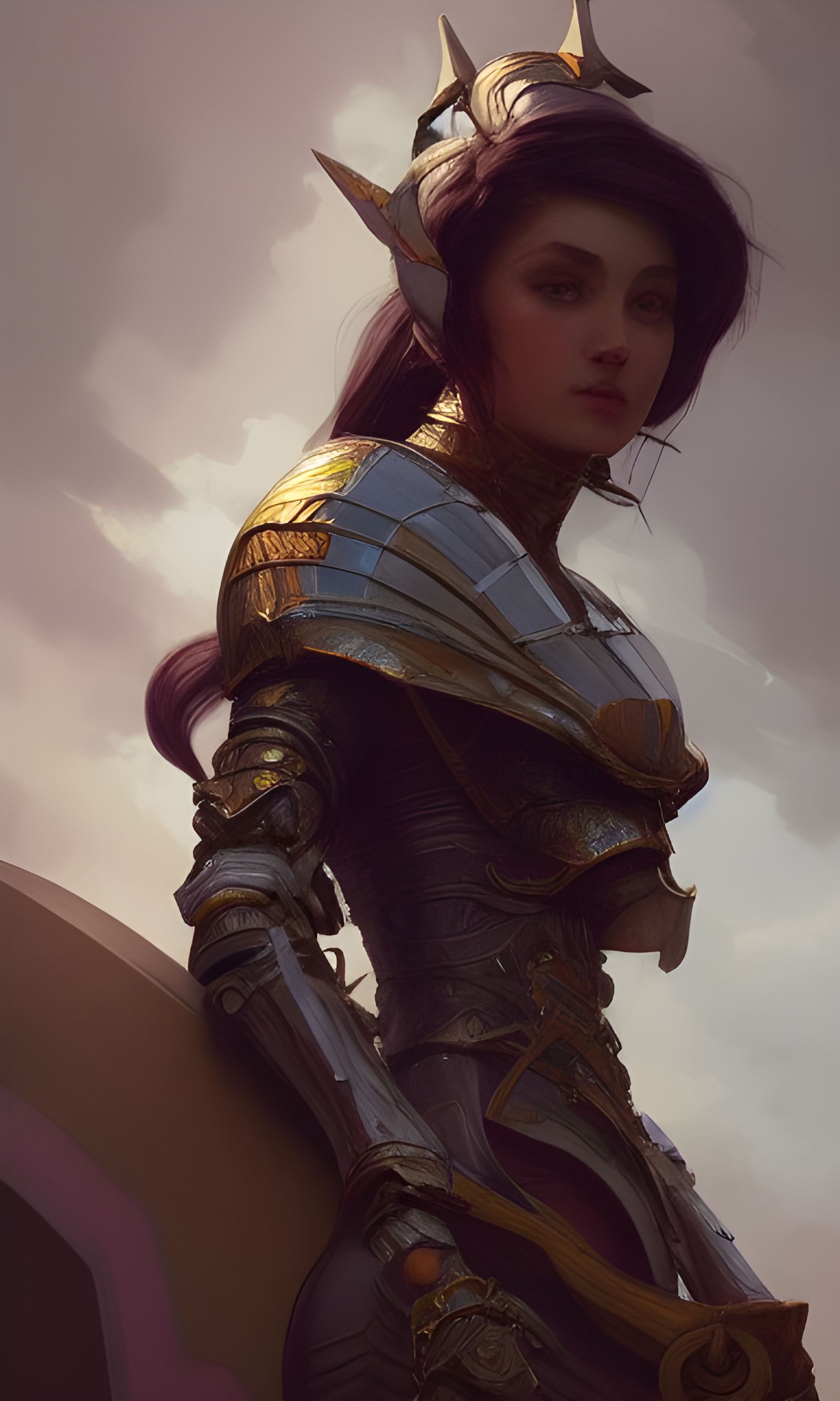 Beautiful Female Knight Portrait in Hyperdetailed Style