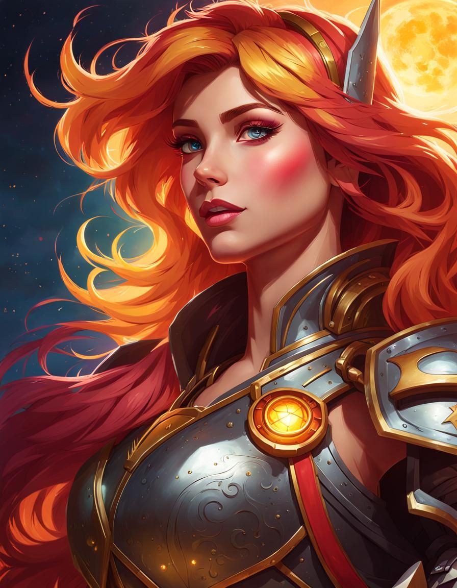 Sunset Shimmer as Knight of Moon, Hyperdetailed Portrait