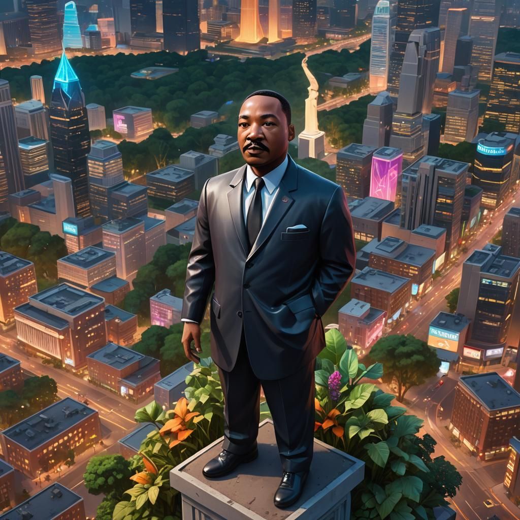 Martin Luther King as Fortnite Statue in City