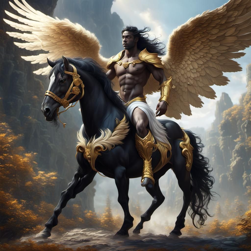 Fantastical Centaur Pegasus Hybrid in Detailed Matte Paintin...