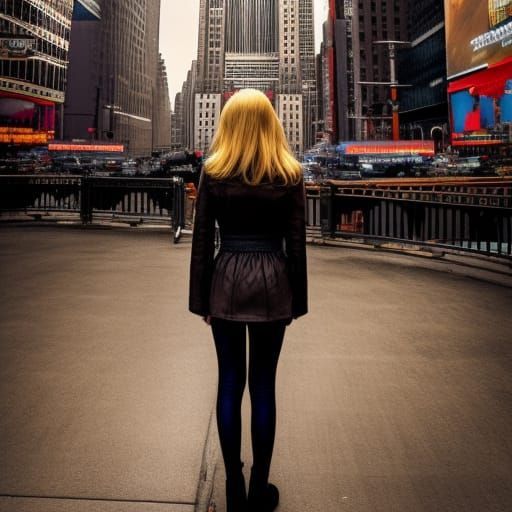 Blonde Girl in New York: Hyperrealistic Image