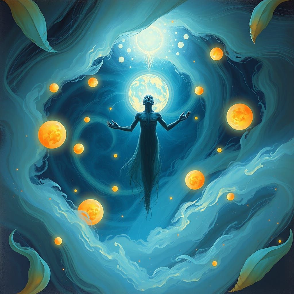 Surreal Metempsychosis Scene in Ethereal, Iridescent Hues