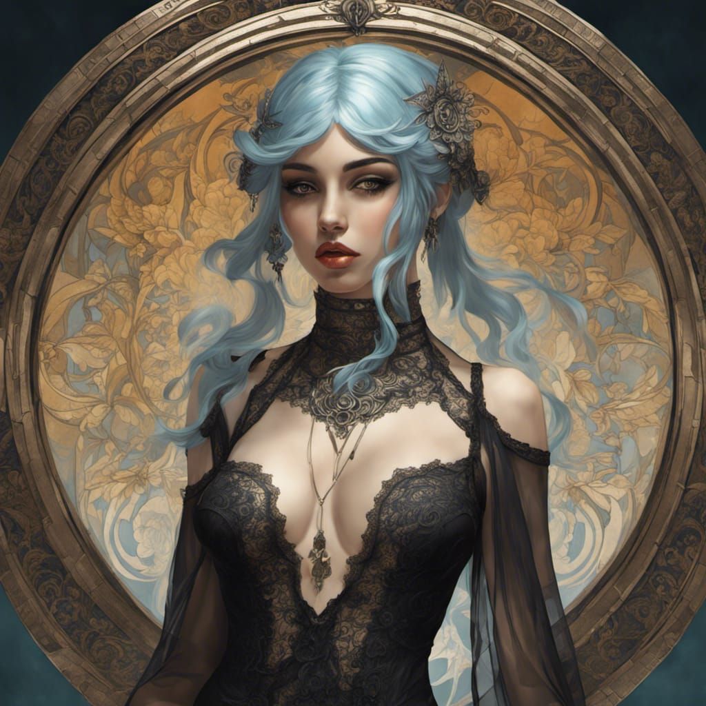 Blue haired goth Latina