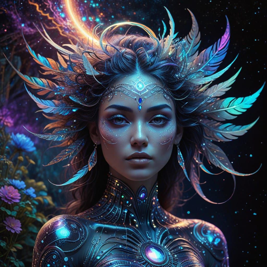 Ethereal Cosmic Vortex in Holographic Art