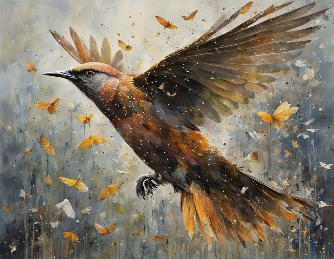 Serene Autumn Birds Take Flight in a Peaceful Landscape