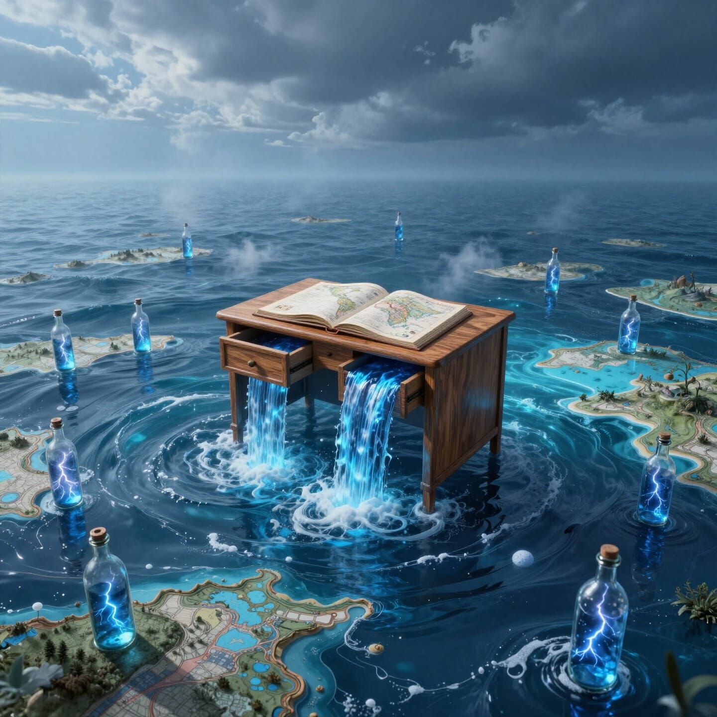 Surreal Ocean Maps and Floating Desk