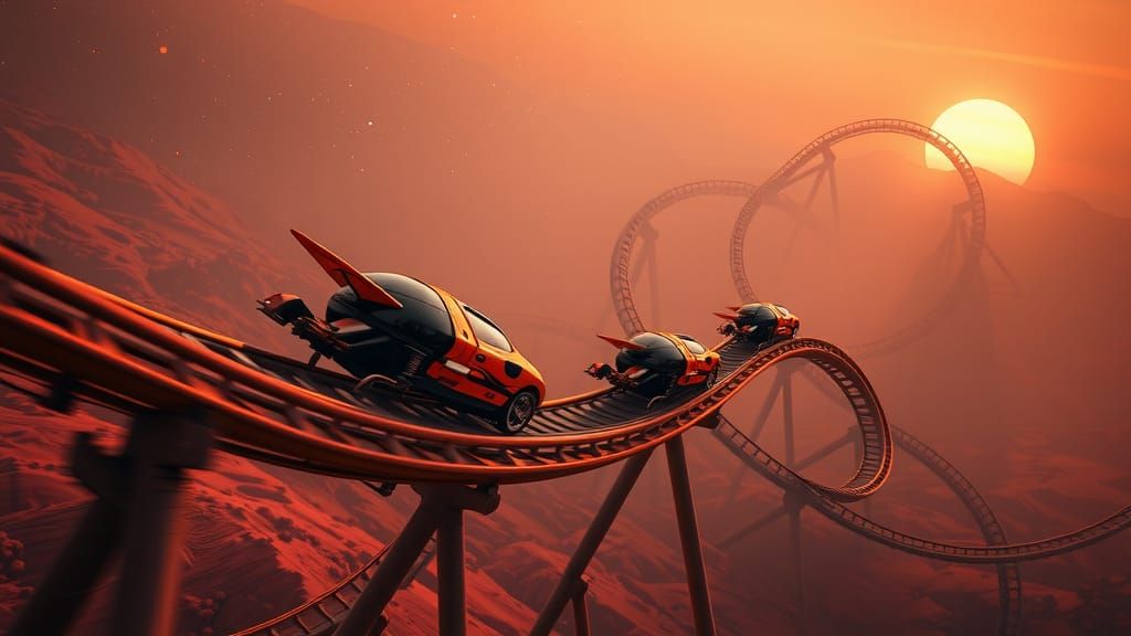 Futuristic Rollercoaster on Alien Planet in HDR