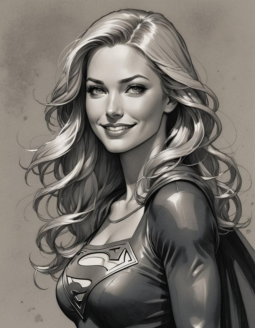 Supergirl Portrait in Comic Book Style