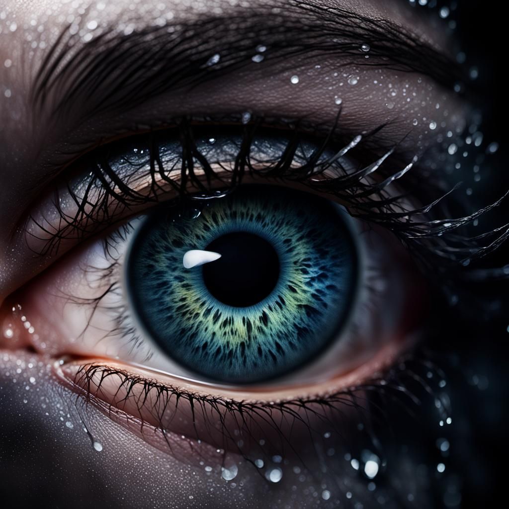 Sad Eye Portrait in Dark Fantasy Style