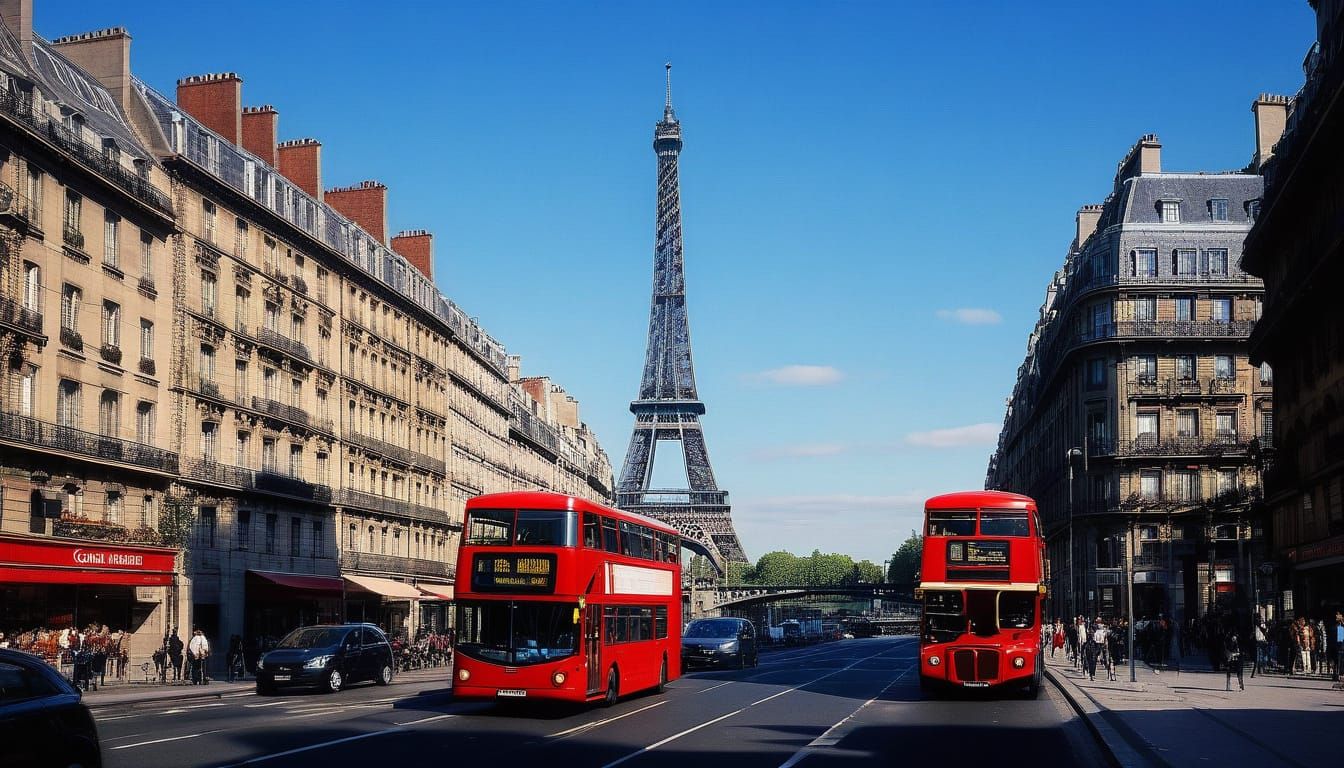 Vibrant Cityscape in Warm Sunlight