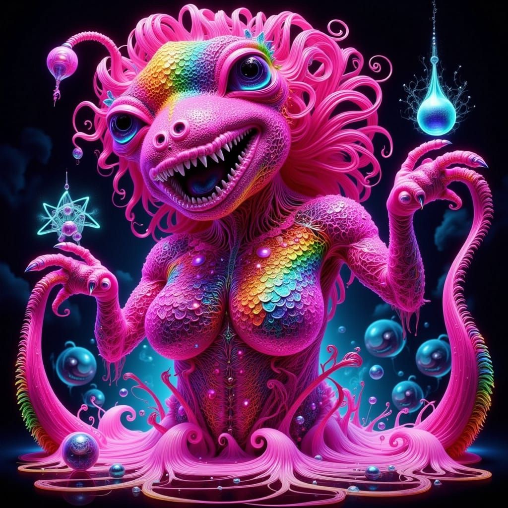 Pink Lagoon Monster Movie Poster with LGBTQ+ Drag Queen