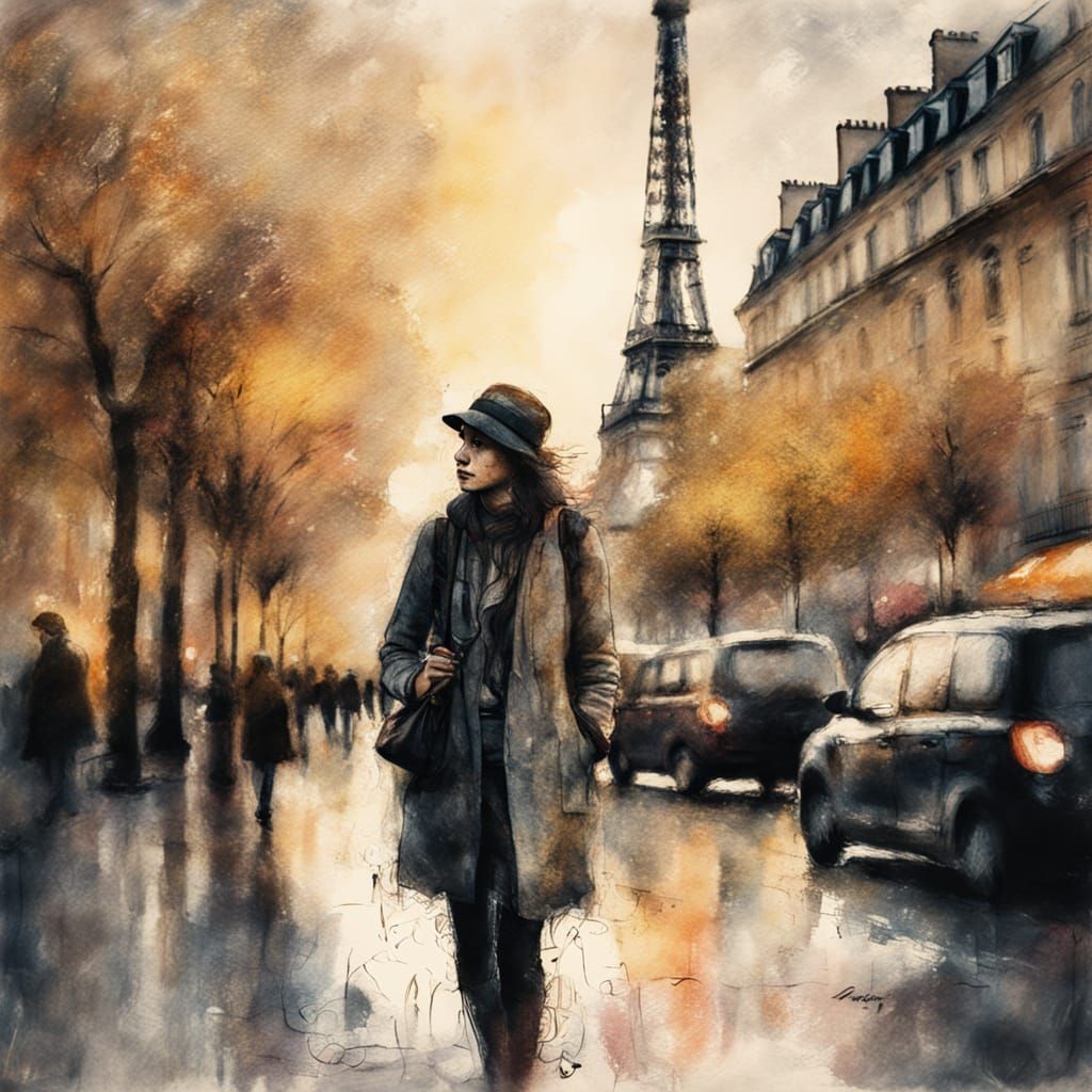 Impressionist Portrait of a Traveler in Paris