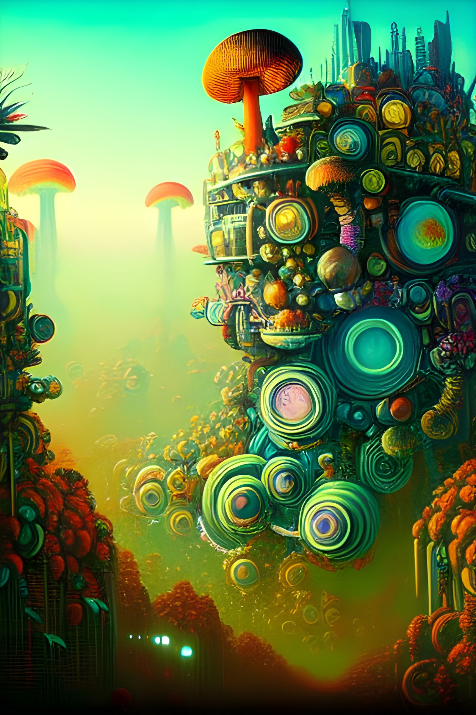 Pop Art Futurism , Mushroom Portal city civilization