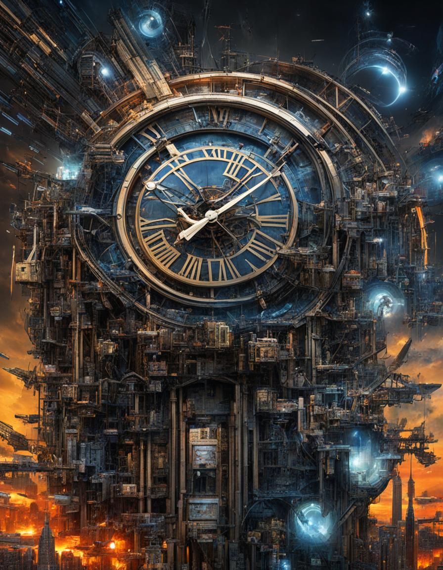 Futuristic Clock with Sad Mouth Ticking