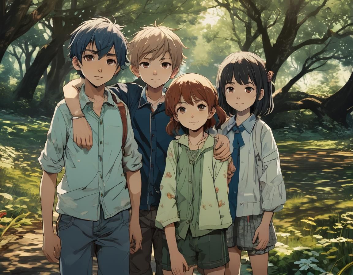 Cute Siblings in Manga Anime Style