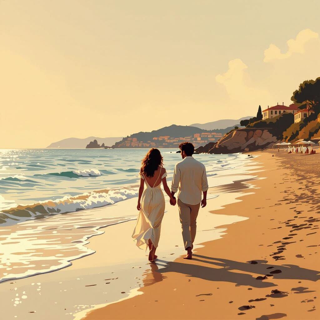 Romantic 90s Italian Cinema Beach Scene