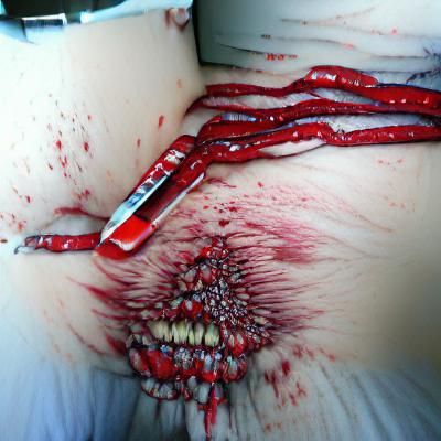 Graphic Zipper Blood Explosion: Surreal Image