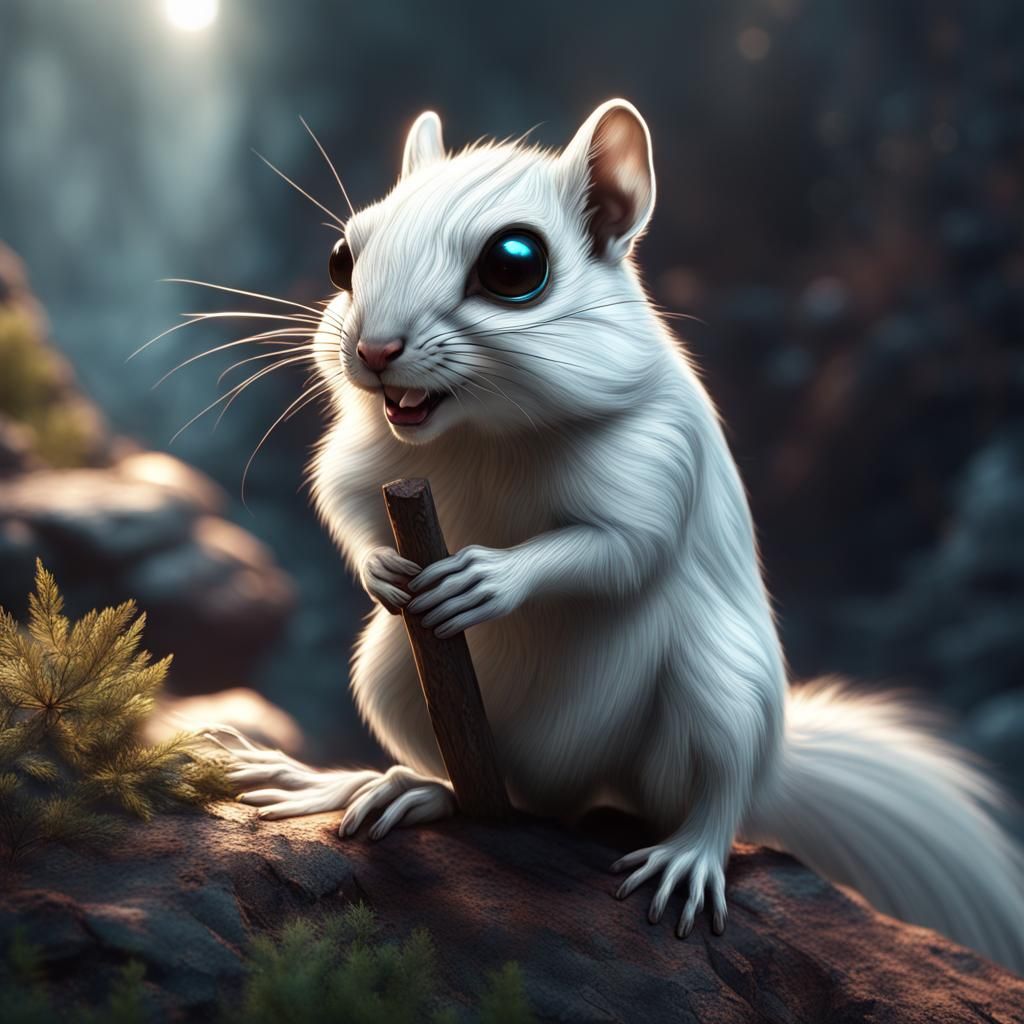 Fantastical White Chipmunk Matte Painting