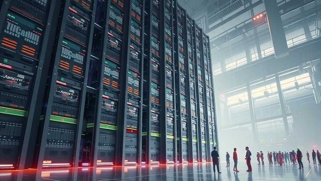 Vibrant Ink Poster of Enormous Supercomputer