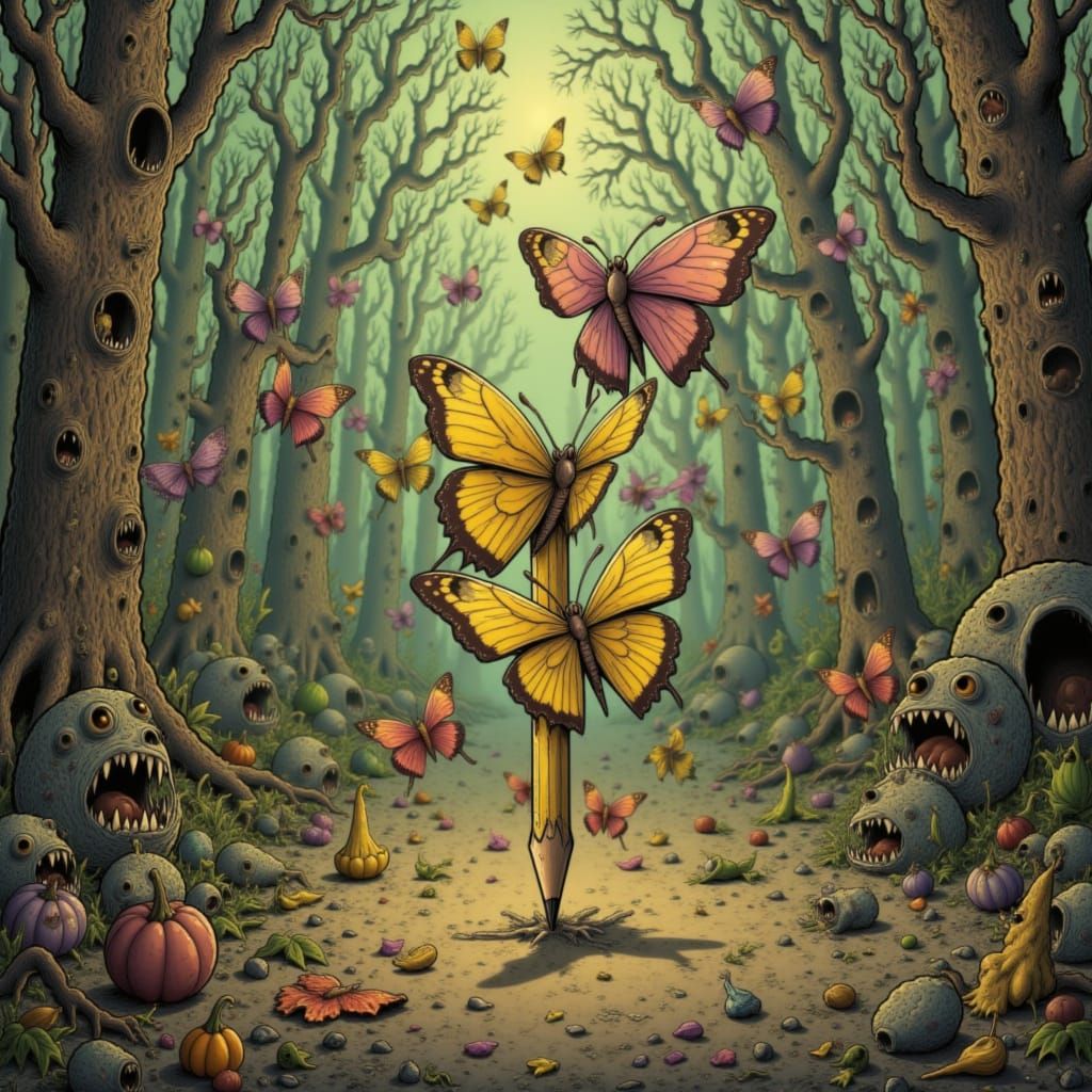 Origami Butterflies Take Flight From Giant Pencil