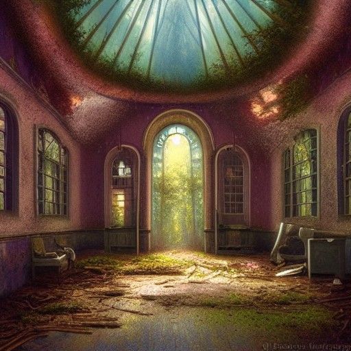 Ethereal Abandoned Hospital Interior in Fantasy Style