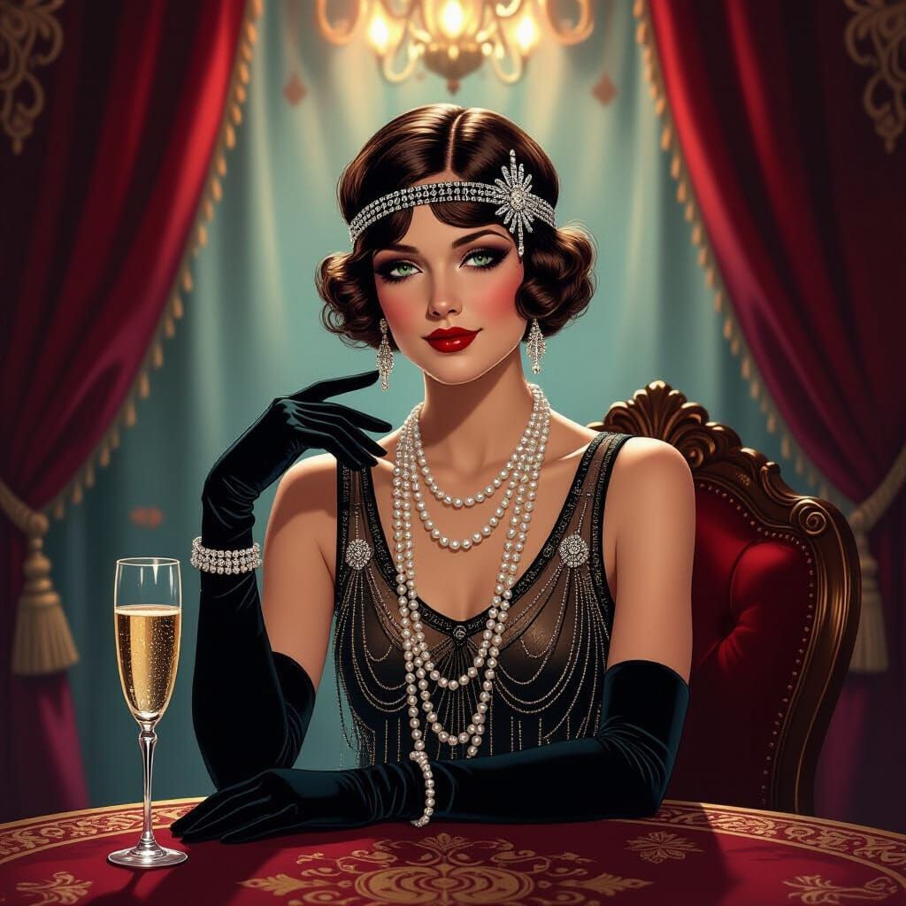 Flapper in Speakeasy, Fantasy Concept Art