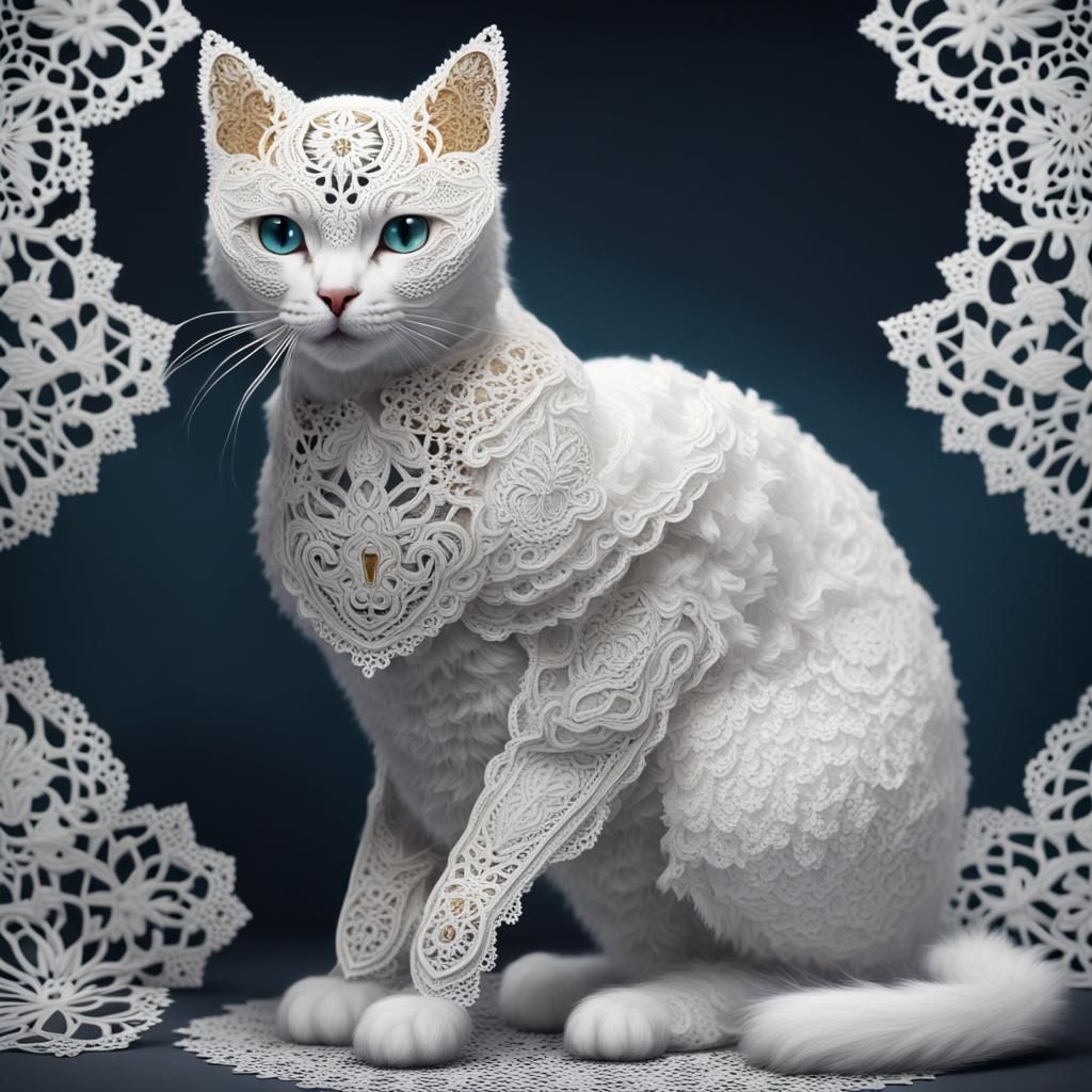 Doily Cat: Fantastical Detailed Matte Painting