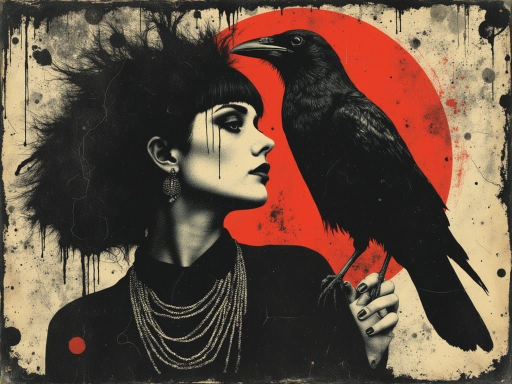 Ethereal Gothic Young Woman Abstract Crow Album Art