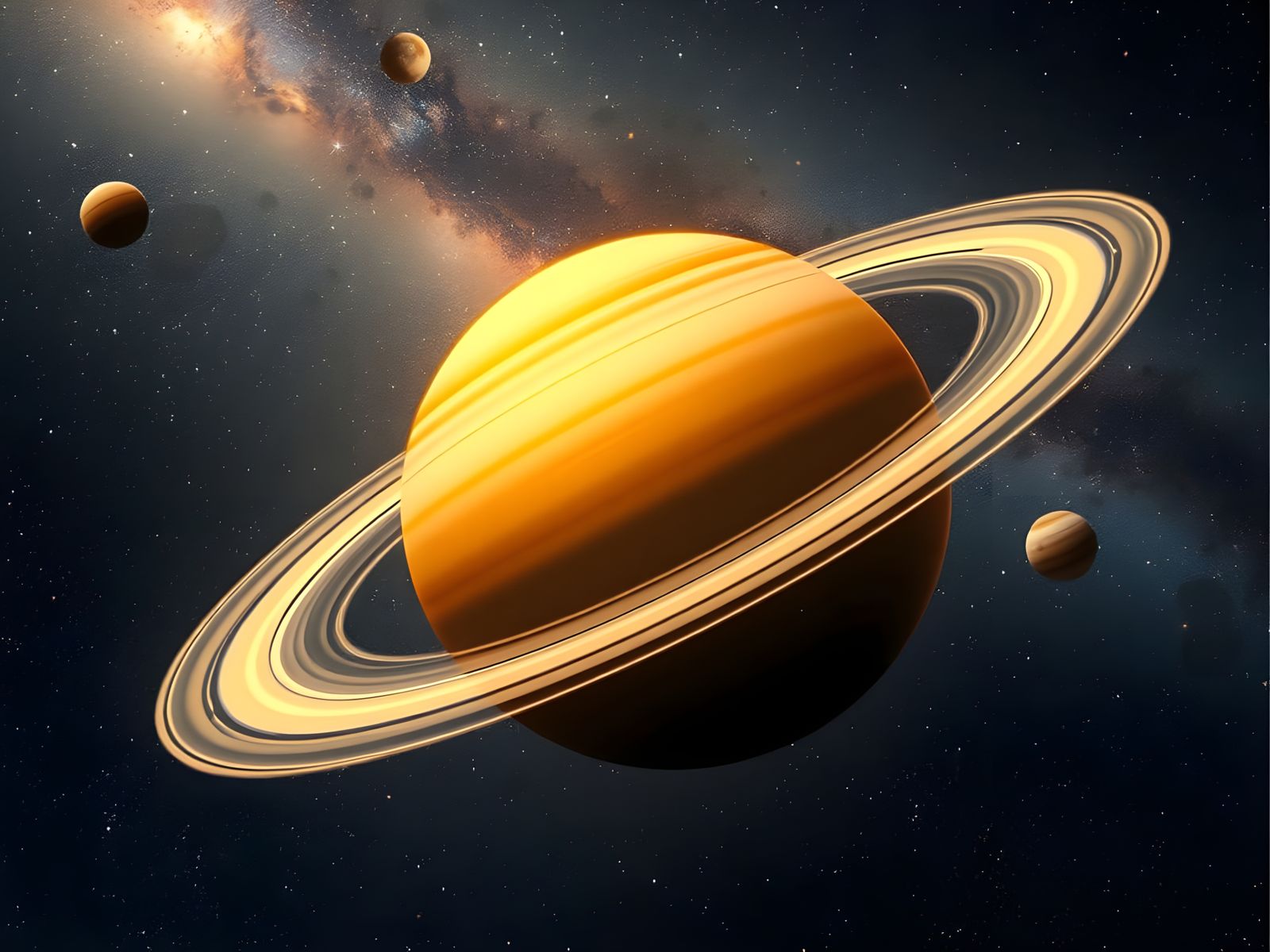 Cosmic Portrait of Saturn in Starry Space