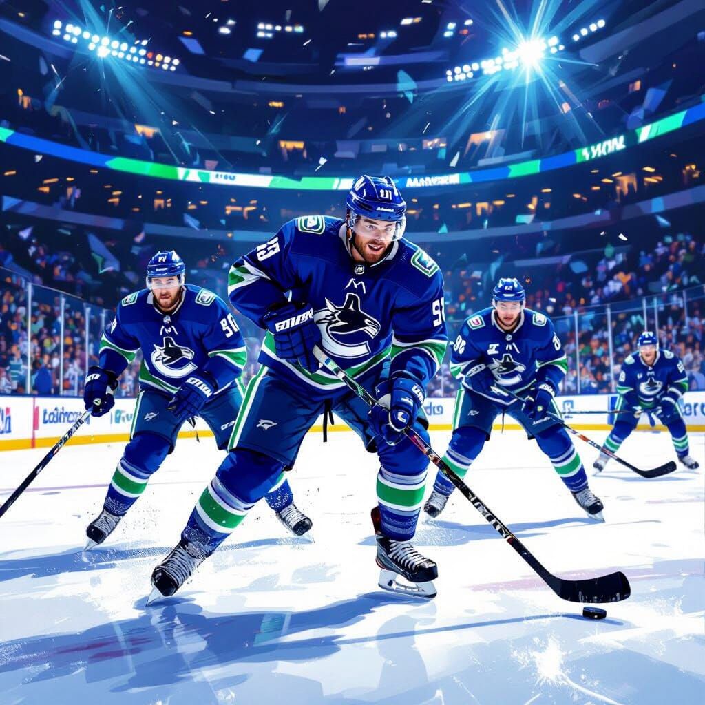 Vancouver Canucks Hockey Team in Action