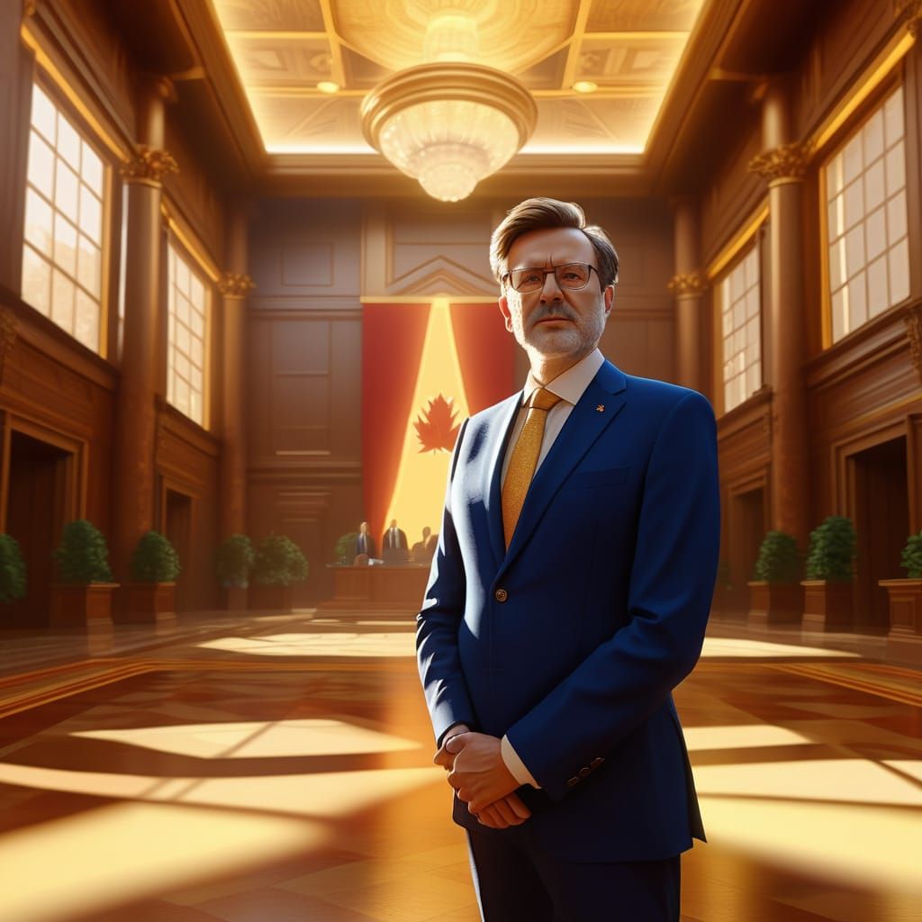 Confident Politician Portrait in Vibrant Digital Art