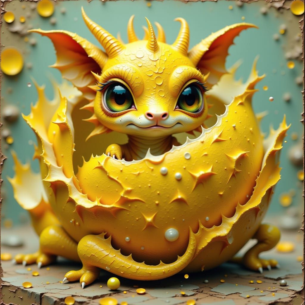 Dragon and Lemon Fusion in Digital Painting Style