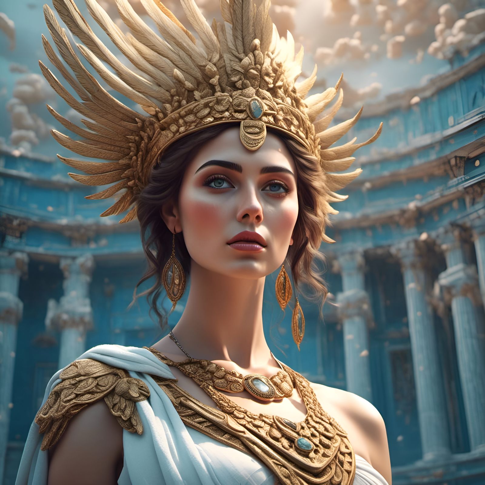 Greek Goddess Portrait in 3D Style