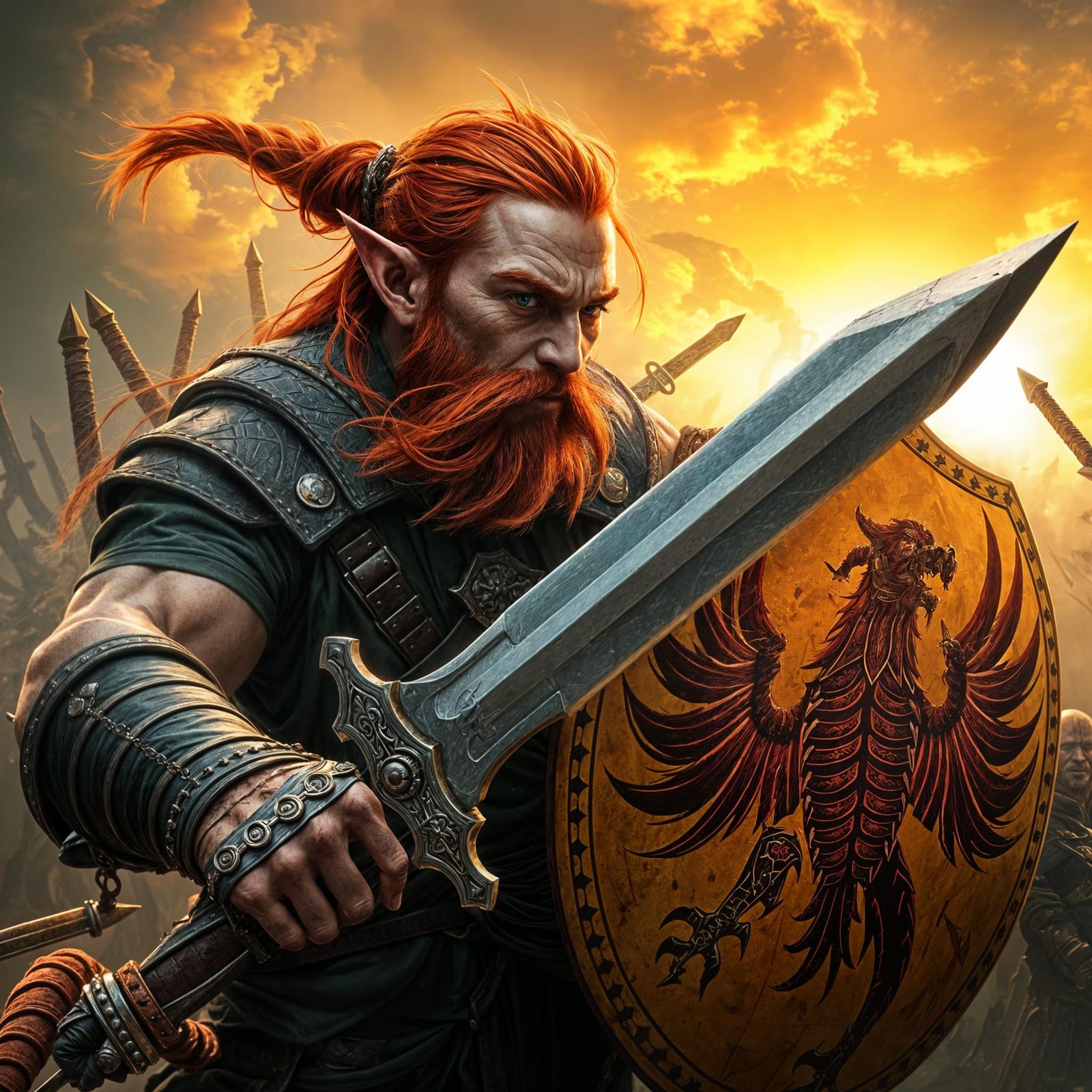 Vigilant Red-Haired Elf Battles Darkspawn