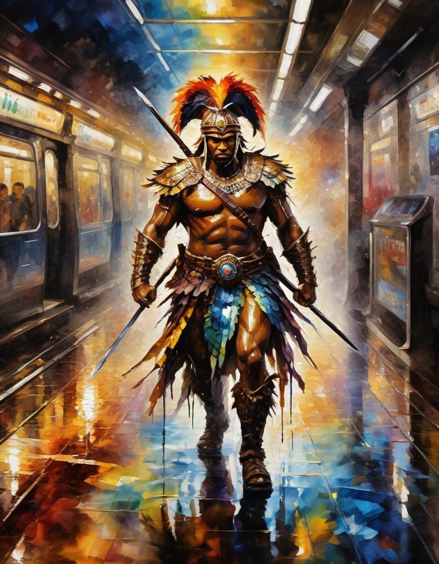 Vibrant Zulu Warrior in Dynamic Lighting