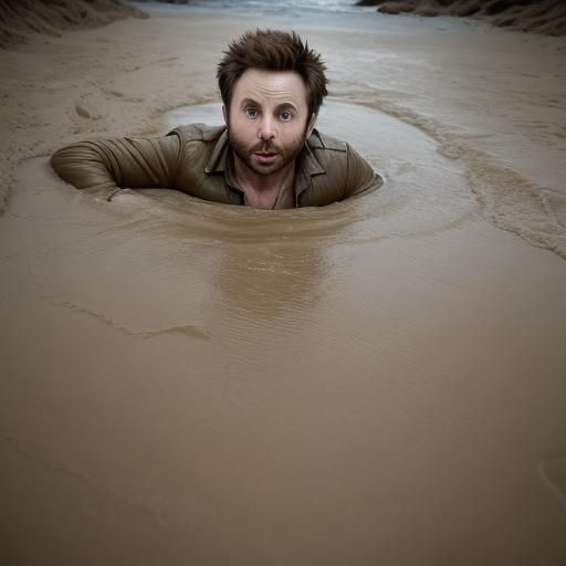 Charlie Day Sinking in Quicksand: Professional Photography