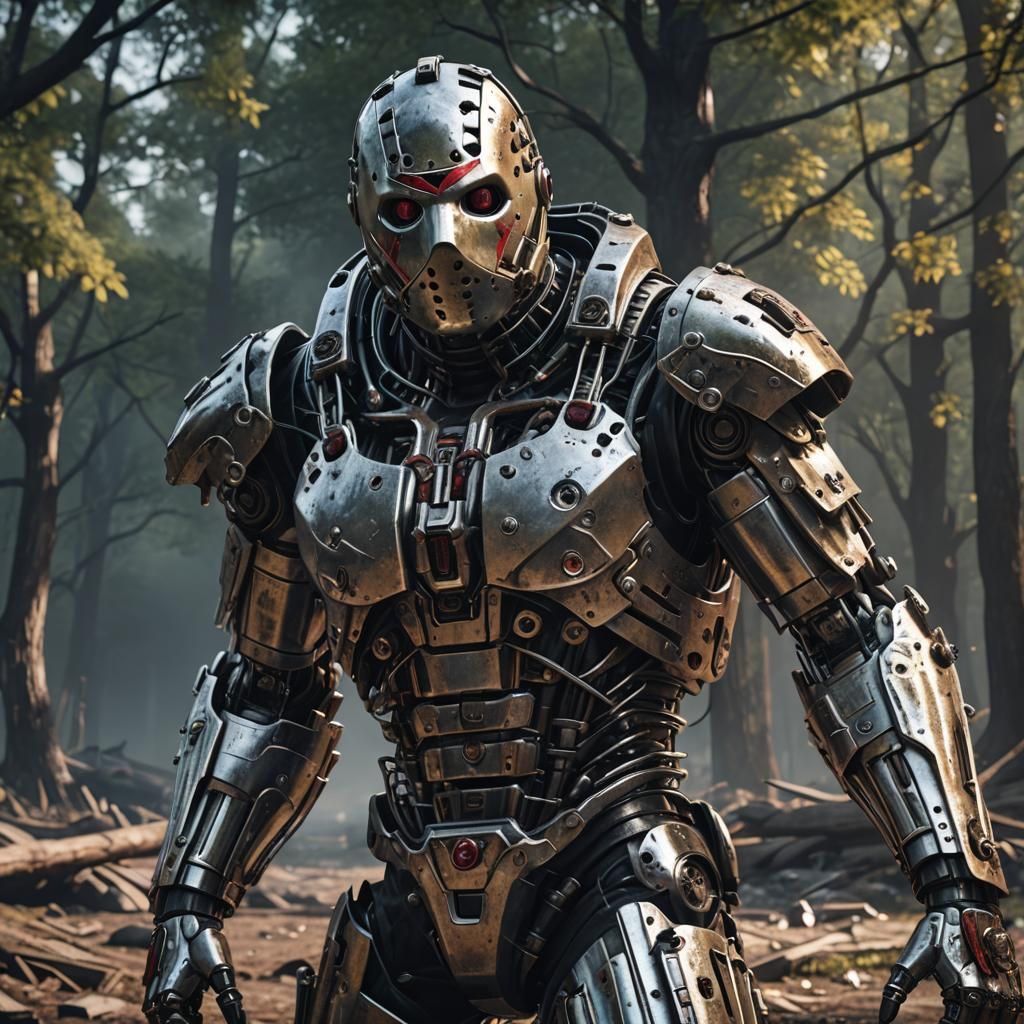 Futuristic Jason Voorhees as Intricate Sci-Fi Mech