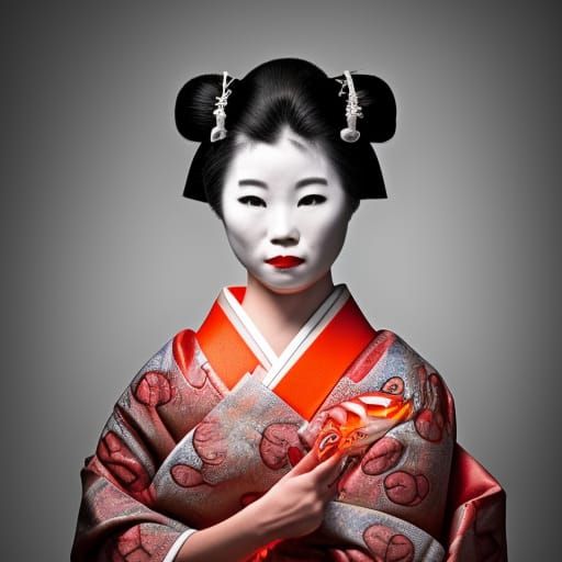 Geisha Portrait in Night Market: Professional Photography