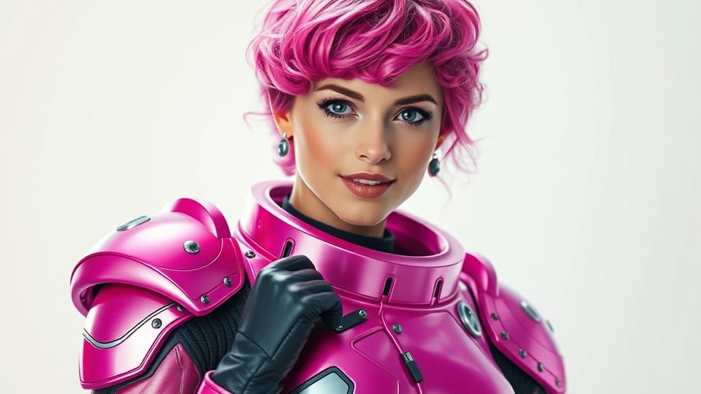 Vintage Spacewoman in Acrylic Paint Armor