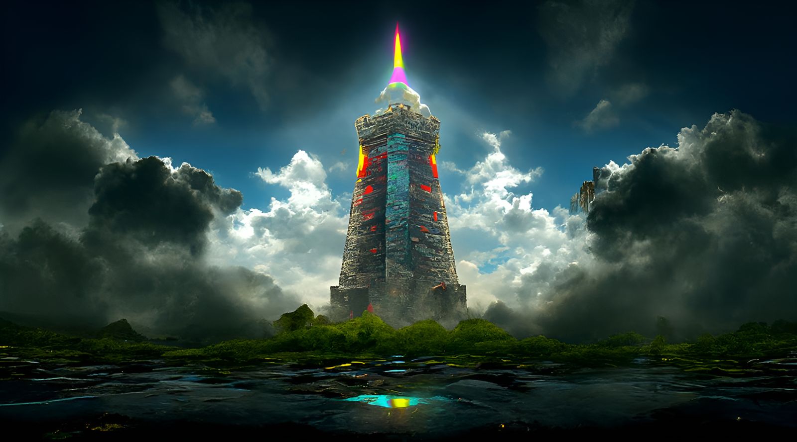 Mysterious Tower with Volumetric Lighting