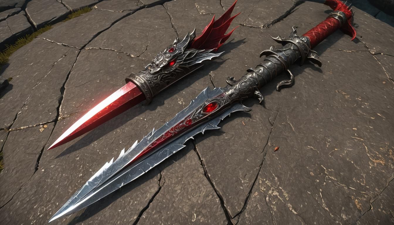 Ornate Scabbard with Dragon Eye in 3D Digital Art