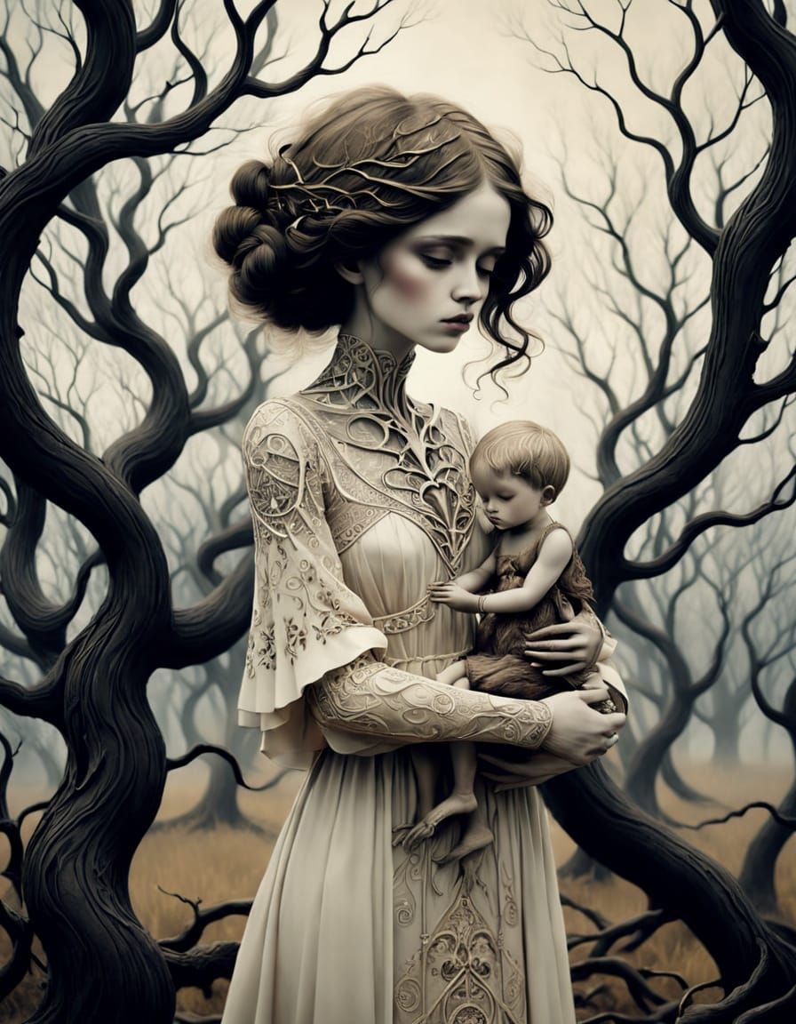 Elegant Melancholy in Whimsical Surrealism